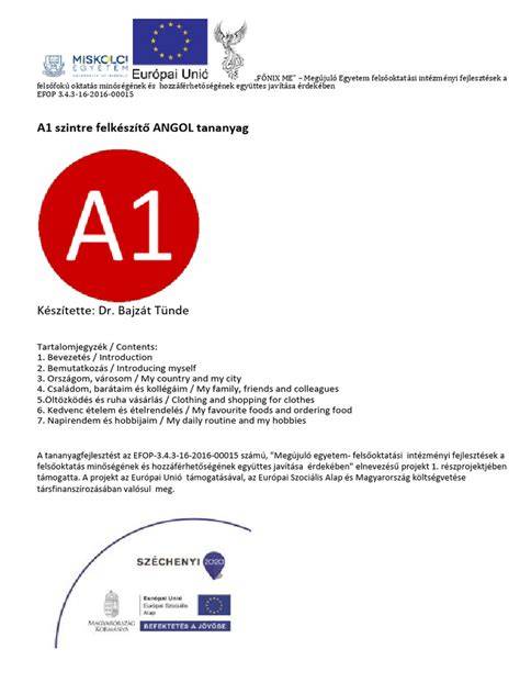 A1 angol tananyag mindennapi helyzetek