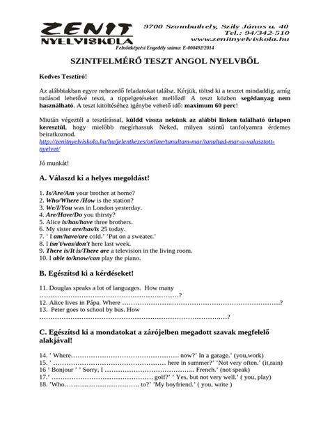 angol vizsga app szintfelmérő teszt