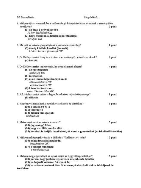 B2 angol hallásértési feladat megoldása