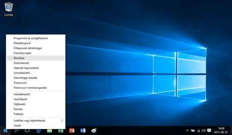 Windows 10 asztal Start menüvel