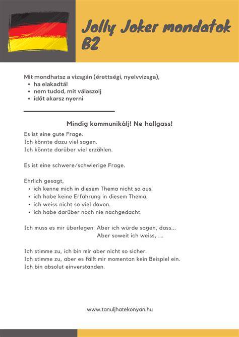 német nyelvvizsga szóbeli témák