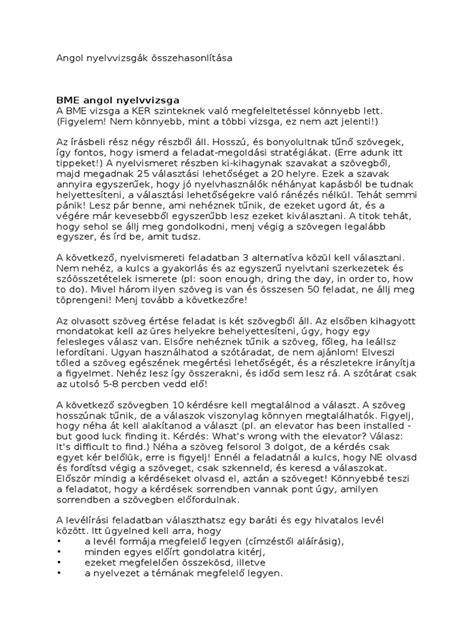 nemzetközi angol nyelvvizsgák összehasonlítása