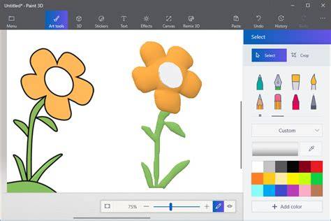 Paint 3D 2D és 3D munkafelület