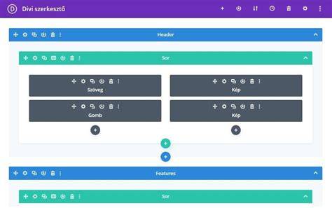 Divi vizuális WordPress szerkesztő felülete