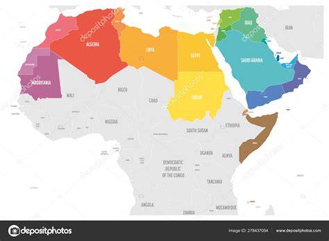 Arab nyelvű országok világtérképe