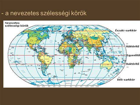 földrajzi szélességi körök világtérképe