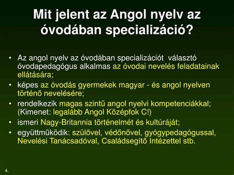 angol nyelvű óvodapedagógus képzés