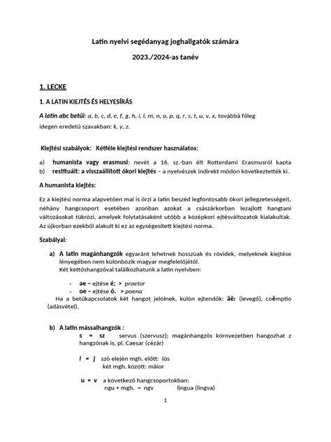 latin nyelvvizsga vizsgarészei