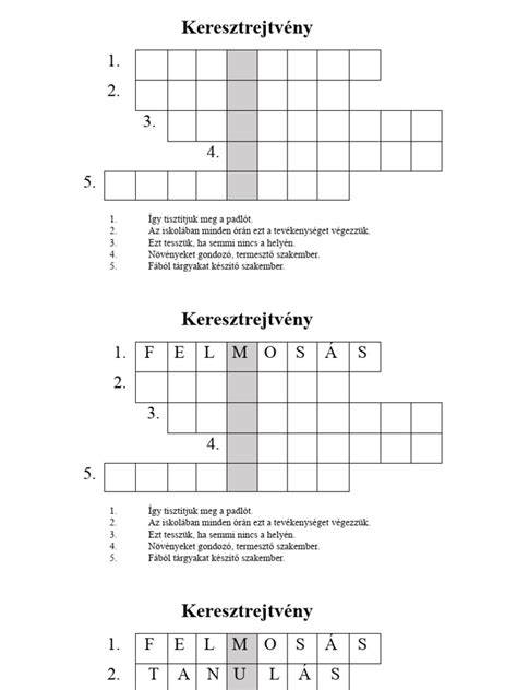 Angol gyermek keresztrejtvény rács