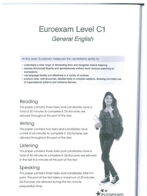 Euroexam C1 vizsgarészek infografika