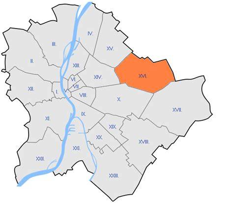 Budapest XVI. kerület térkép angolóra