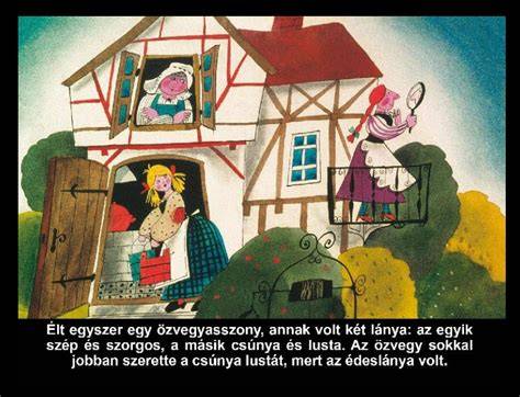 Holle anyó német mese illusztráció